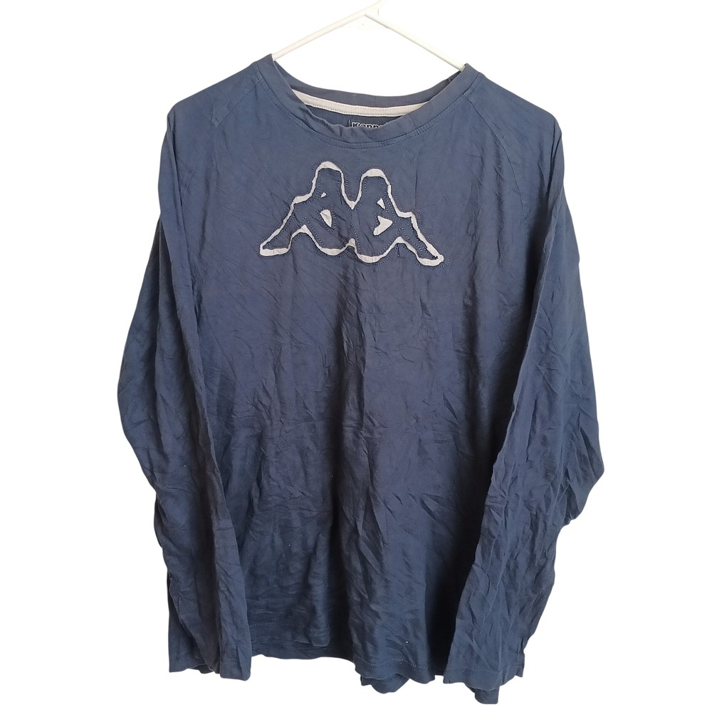 Kappa Long Sleeve Shirt Mens Large Blue Excellent Embroidered Logo Raglan Tee